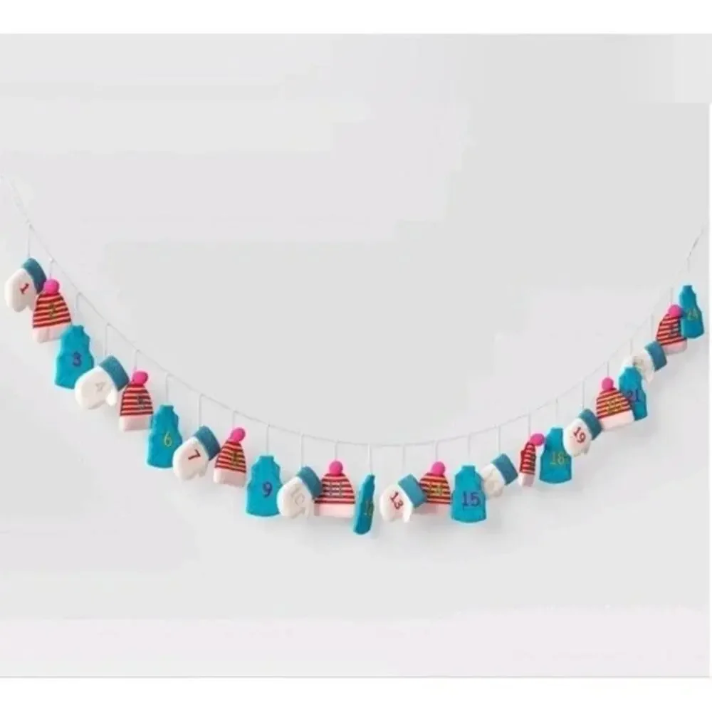 Wondershop Open Box Christmas Countdown Calendar Hats Mittens‎ Vest Garland